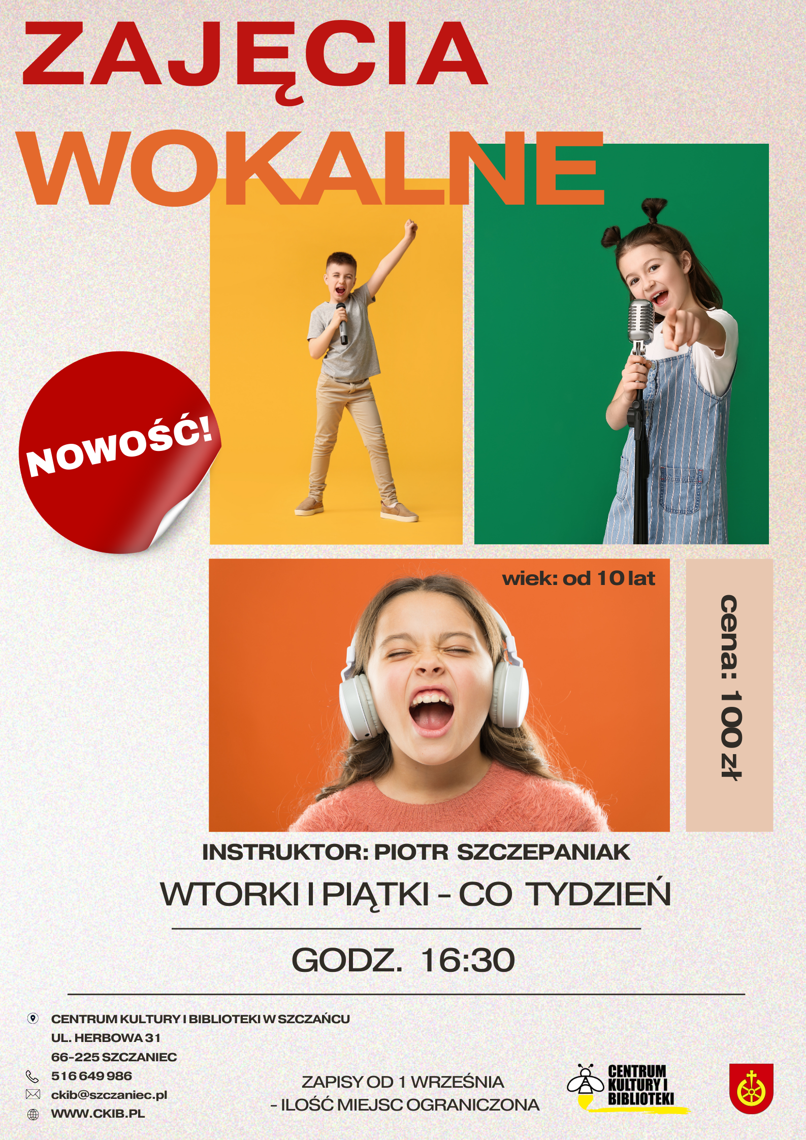 plakat informacyjny zajęcia wokalne 2025/2026
