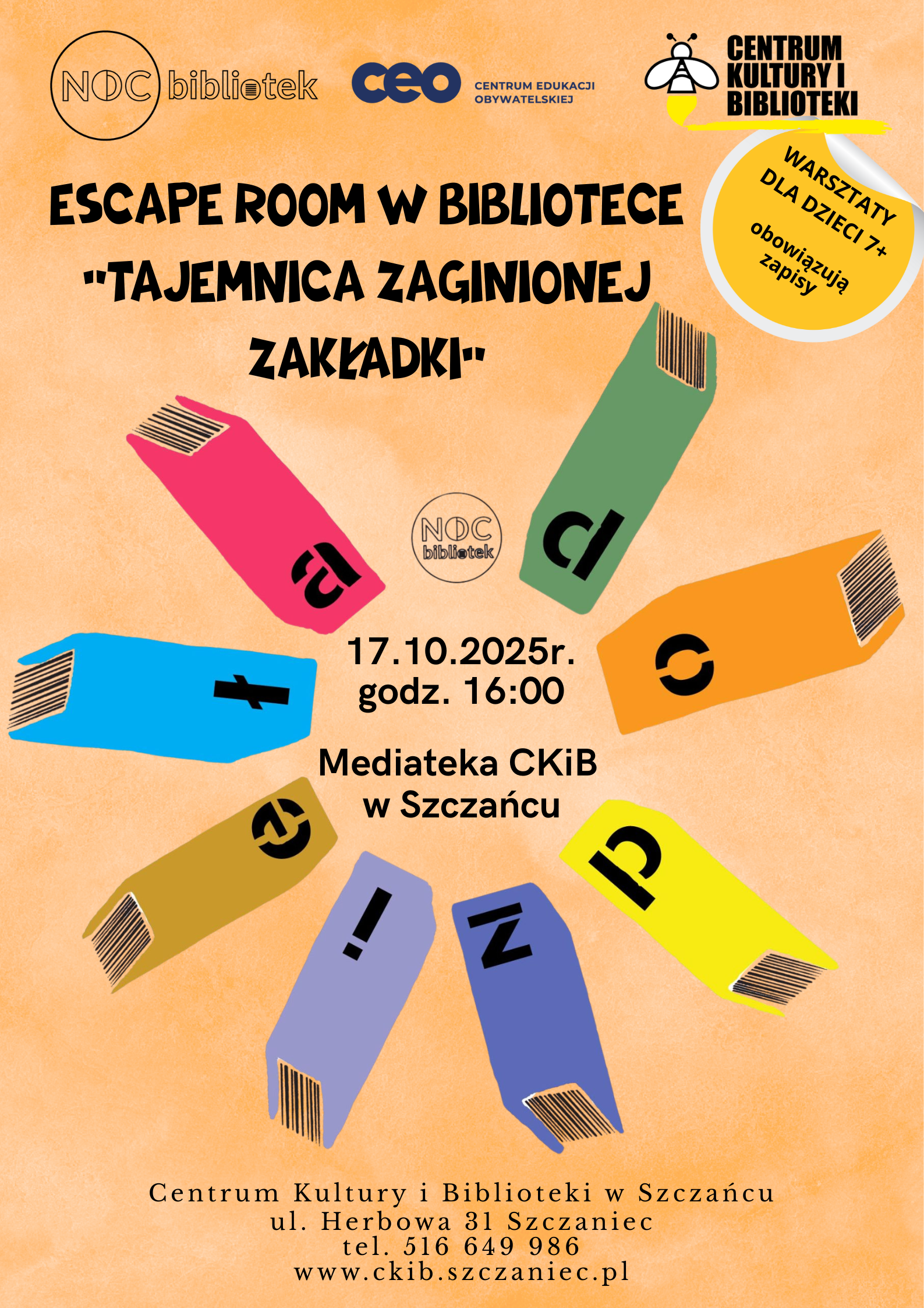 plakat informacyjny dot. nocy bibliotek